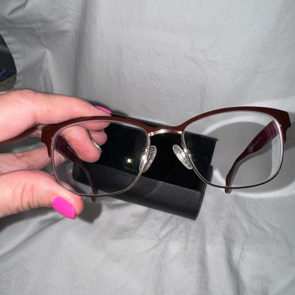 Prada Women’s Burgundy Eyeglass Frames Designer Optical Glasses - Picture 6 of 6
